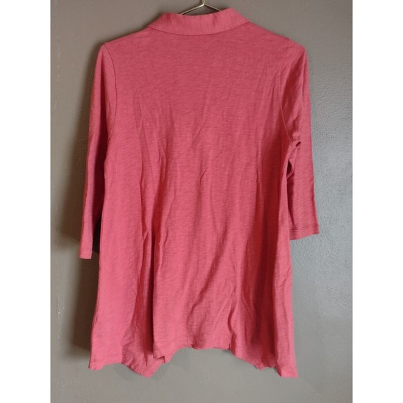 Soft Surroundings XS Womens Danielle Button Up Tunic Top Red 3/4 Sleeve - Picture 2 of 6